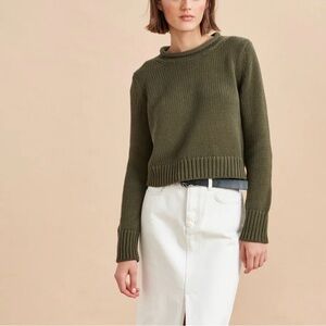 LA LIGNE Solid Mini Marina Sweater in Khaki Army Green Olive Medium